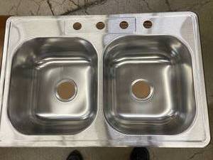 lot 55 image: Dayton DSE233224 Double Bowl Drop-In Kitchen Sink