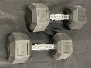 lot 188 image: GA1 - Set of 20LB Hex Rubber Dumbbells