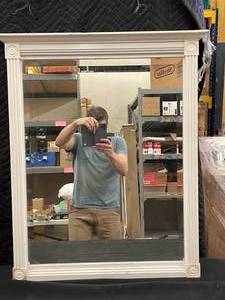 lot 258 image: White Framed Wall Mirror 31x24 Inches