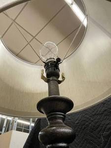 lot 46 image: Bronze Floor Lamp with Beige Shade