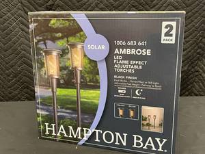 lot 151 image: A3 - Hampton Bay Ambrose LED Flame Effect Adjustable Torches - 2 Pack