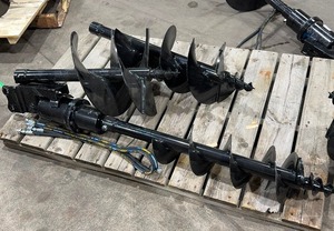 lot 192 image: Set of 3 Excavator Augers  1 inch pins