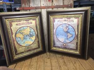 lot 155 image: 2 Vintage Look Global Maps