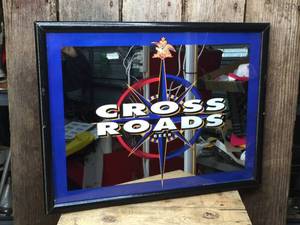 lot 3 image: CROSS ROADS Beer - Mirrored Sign - Vintage