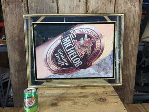 lot 4 image: Michelob Golden Draft - Mirrored Sign - Vintage