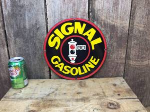 lot 21 image: Ande Rooney Signal Gasoline Porcelain Sign