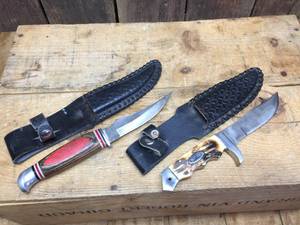 lot 43 image: 2 Hunting Type Knives with Sheaths