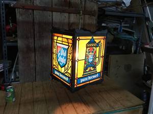lot 72 image: Vintage OLD STYLE Pure Brewed Hanging Rotating Light