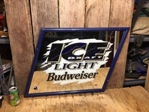 lot 77 image: Budweiser ICE Light Mirrored Sign