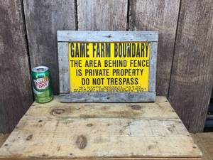 lot 83 image: Vintage Game Farm Boundary Metal Sign - Framed