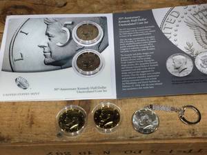 lot 97 image: 5 Kennedy Half Dollars Including 1964