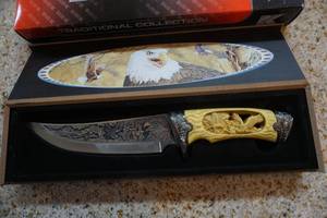 lot 4 image: BUDK Model BK894 11 Wild Life Eagle Bowie Knife With Display Case
