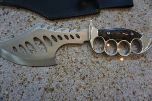 lot 36 image: Stainless Steel Vented Hatchet Style Knife