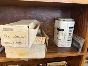 Vintage greeting cards & vinyl letters