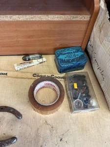Corner shelves, includes contents
