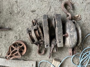 old wood Pulleys