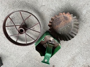 steel wheel and other yard art