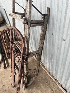 old sled and cow stanchion