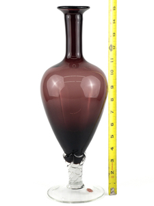 lot 12 image: VINTAGE Tall Empoli Italy Hand Blown Art Glass Purple Amethyst with Twisted Foot - No Stopper