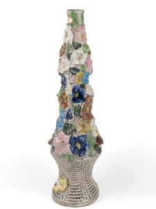 lot 129 image: Vintage Ceramic Flower Topiary Decanter Liquor Bottle - Chianti Castelvecchio by C. Serchi