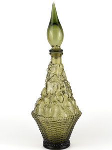 lot 147 image: VINTAGE Empoli Avocado Green Olive Glass Fruit Glass Decanter Genie Bottle Made in Italy 16