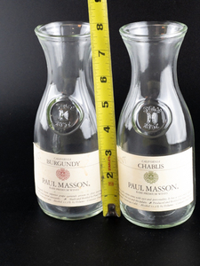 lot 178 image: 2 Vintage Paul Mason California, Pint Size,  Labeled Wine Carafes (Chablis and Burgundy)