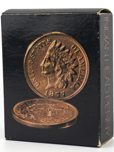 lot 217 image: Vintage Avon Indian Head One Cent bottle Excalibur After Shave in Original Packaging -Empty