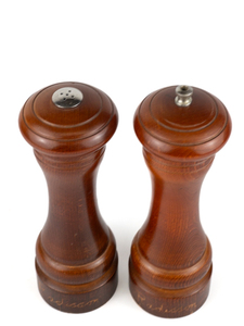lot 267 image: Vintage WOODEN Pepper Grinder and salt shaker - Etched with Radison