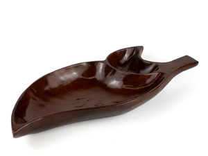 lot 268 image: LARGE WOOD Leaf Style serving platter bowl