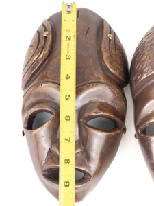 lot 272 image: Pair of VINTAGE Carved Wood Primitive Native Folk Art Masks (Haiti)