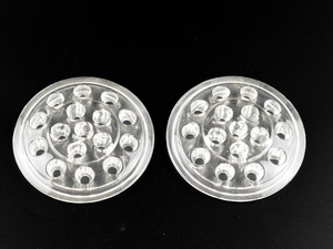 lot 311 image: Pair of Vintage Glass Flower Frogs 5 W 16 Holes