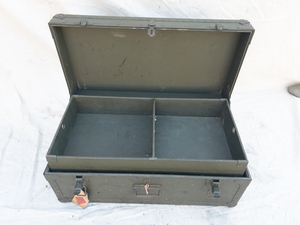 lot 27 image: VINTAGE - 1947 POIRIER & MCLANE Foot LockerMilitary Trunk - FALCONER N. Y.