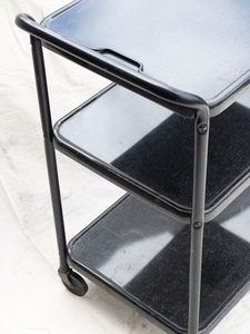 lot 49 image: Mid-Century Atomic Kitchen Utility Rolling Cart With Removable Tray