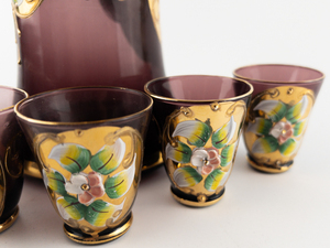 lot 181 image: MURANO Tre Fuochi Amethyst Glass Decanter and Six Glass Set