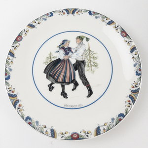 lot 92 image: Swedish National Costumes by Rorstrand Flat Cup and Saucer Set and Bread & Butter Plate&nbspVASTEWRBOTTEN