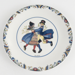 lot 93 image: Swedish National Costumes by Rorstrand Flat Cup and Saucer Set and Bread & Butter Plate DALARNA