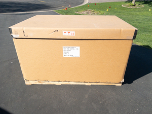 lot 100 image: Used Empty Shipping Crate - Cardboard on Pallet - Approximate Outside Dimensions  68L x 45W x 40H