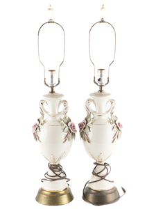 lot 227 image: Vintage Capodimonte Porcelain Table Lamps