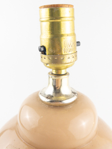 lot 228 image: Vintage Mid Century modern Peach Glaze, Ceramic Table lamp