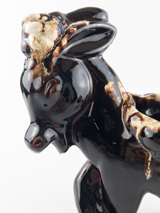 lot 365 image: Vintage McCOY POTTERY Donkey Planter Brown w Drip Glaze - 10in