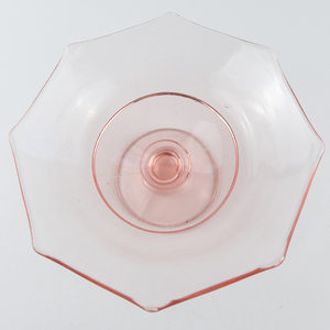 lot 386 image: New Martinsville Pink Depression Glass PedestalFooted CompoteOpen Candy Dish  7 x 3  Eight (8) SidedOctagon
