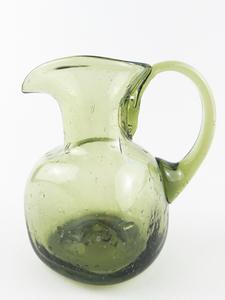 lot 402 image: HAND BLOWN Green Pitcher from Colonial National Historical Park, Jamestown, Virginia