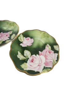 lot 425 image: Pair of VINTAGE - ROSENTHAL - CONTINENTAL Handpainted Pink Roses Saucer Plates (Bavaria) 6in Approx