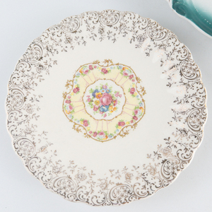 lot 427 image: Pair of Plates 1. LIMOGES-AMERICAN Toledo Delight White 9 12in 2. Saucer with Floral design Unknown Maker 6in