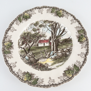 lot 428 image: Pair of&nbspJOHNSON BROS The Friendly Village Plates 1. The Stone Wall 2. The Olde Mill