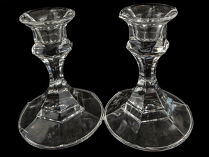 lot 448 image: Pair of VINTAGE - LIBBEY 2245 Clear 4 Single Light Candlestick
