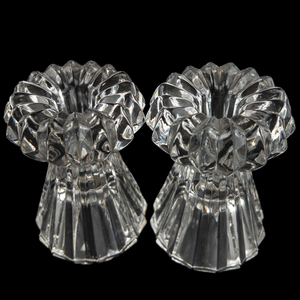 lot 449 image: Pair of VINTAGE&nbspMIKASA Diamond Fire&nbspSingle Light Candlesticks 4 12in