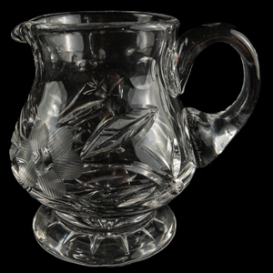 lot 459 image: Beautiful Cut Glass Footed Cream and Open Sugar with Floral Pattern