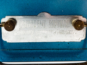 lot 481 image: VINTAGE PROVIDENT MUTUAL Metal Security Lock Box with Combination Lock 11 12in x 5.5in x 3.5in - LIKE NEW