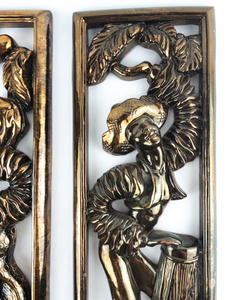 lot 483 image: Set of 2 VINTAGE - UNIVERSAL STATUARY Co. Bronzed Dancer Wall Hangers Circa 1956
